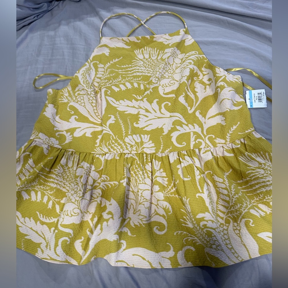 Ted Baker Mustard and Cream Patterned Top Size 6 - Picture 5 of 9